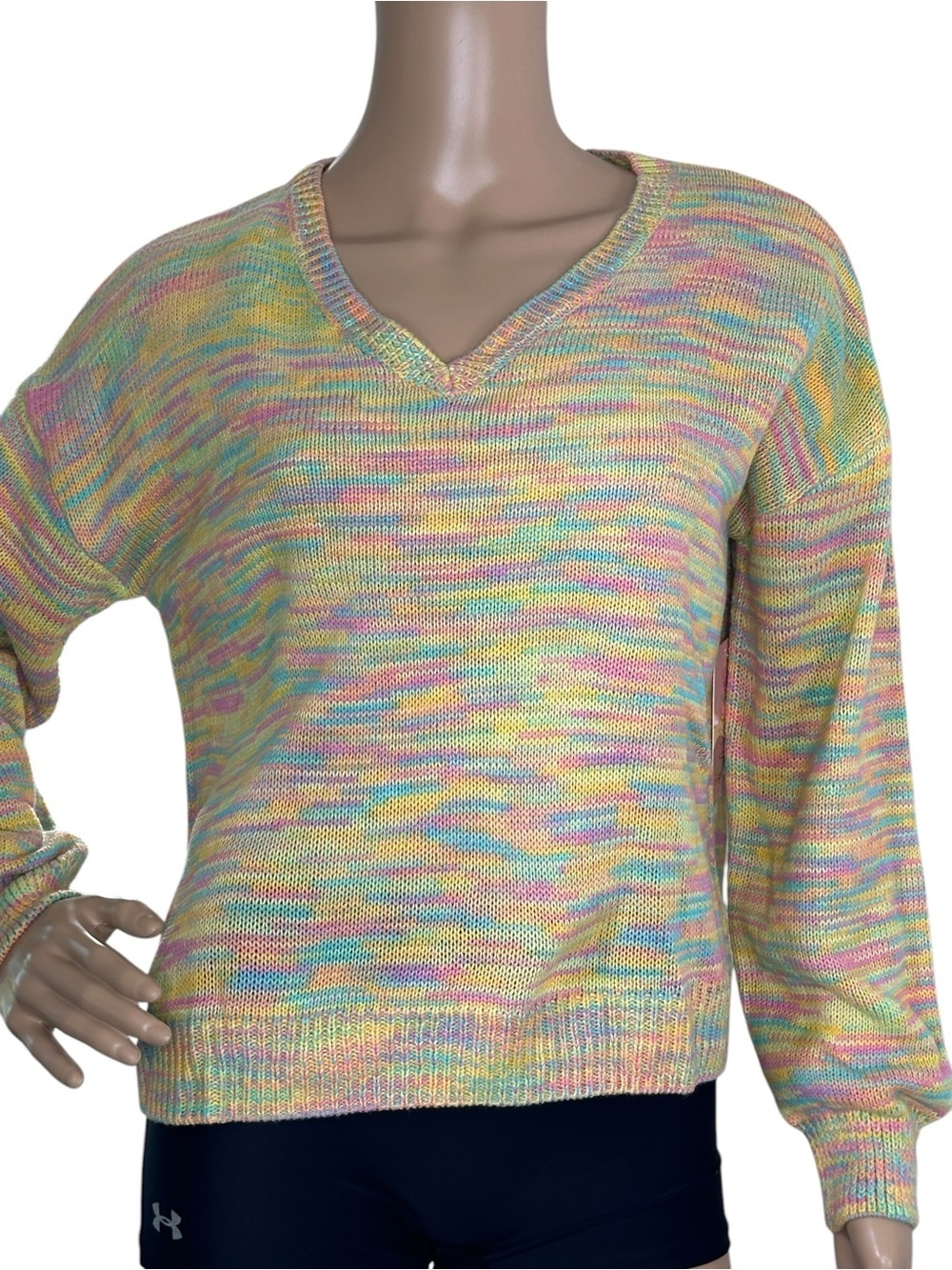 Sage & Oak Multicolor V-Neck Women's Sweater NWT Medium FLAWED